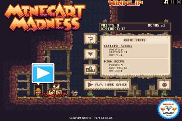 Play Online Minecart Madness Game